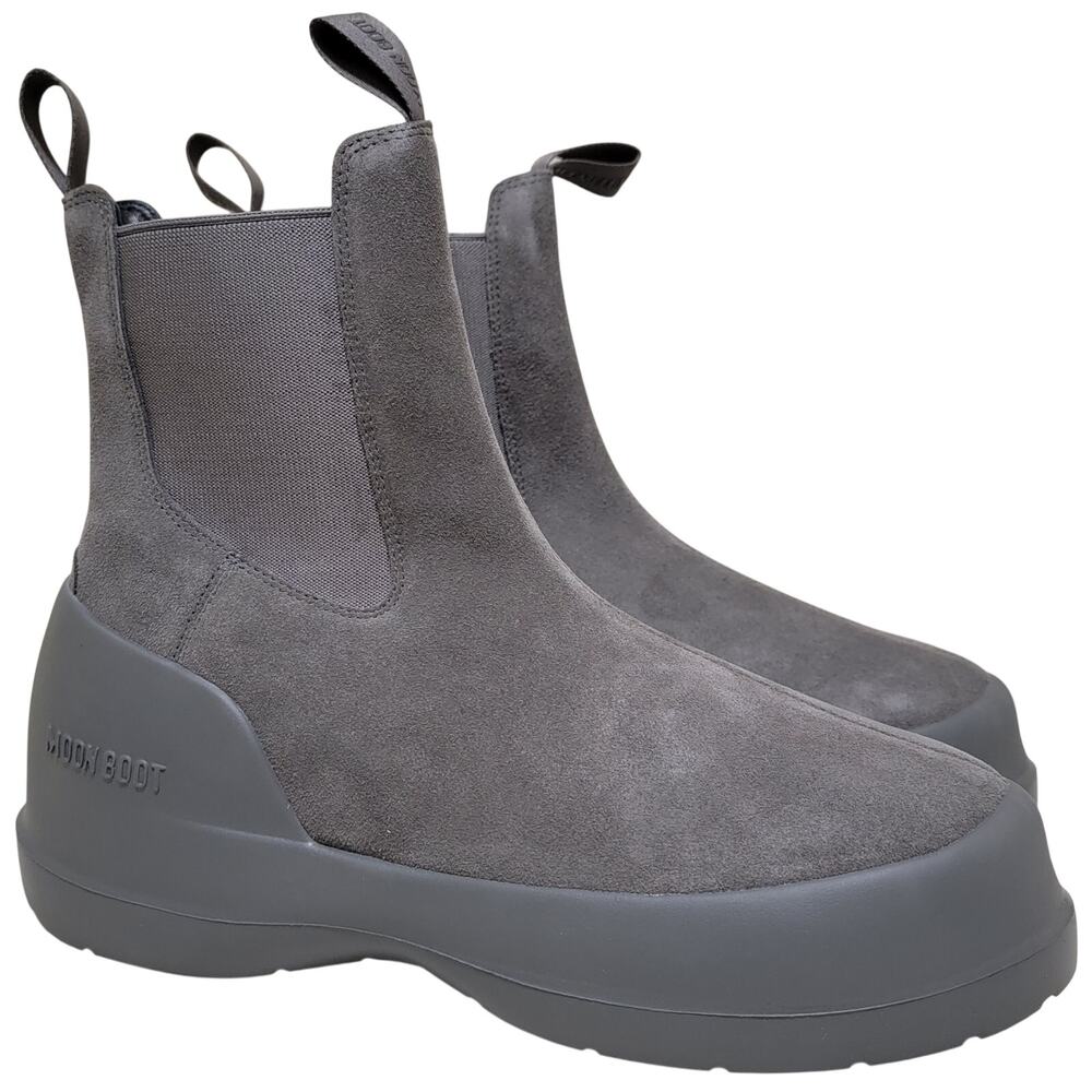 Moon Boot Men Luna Chelsea Suede Ambidextrous Boots Size US 9 Anthracite Grey